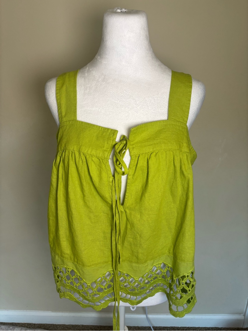 Rachel Zoe linen-blend cami Crochet Hem Top Size Medium NWT